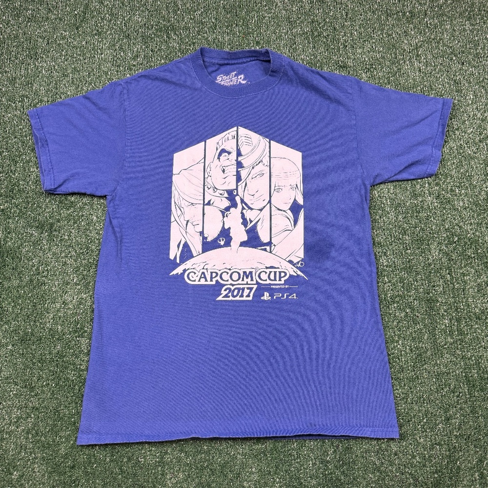 Street Fighter Graphic T Shirt Men's Size M Blue Capcom Cup Tee Short Sleeve